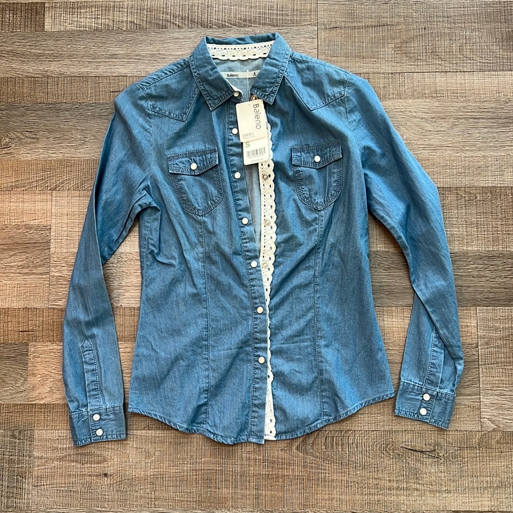 NWT Baleno Denim Button Down Shirt